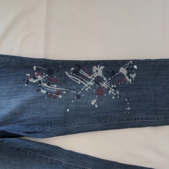 DC Jeans paint splatter dark blue, light fade in seat and front size 18 - Picture 4 of 8